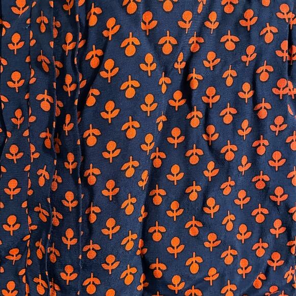 Boden Brand Navy and Red Flowers Pattern Short Sleeve Blouse Shirt Size 10 - Picture 2 of 7